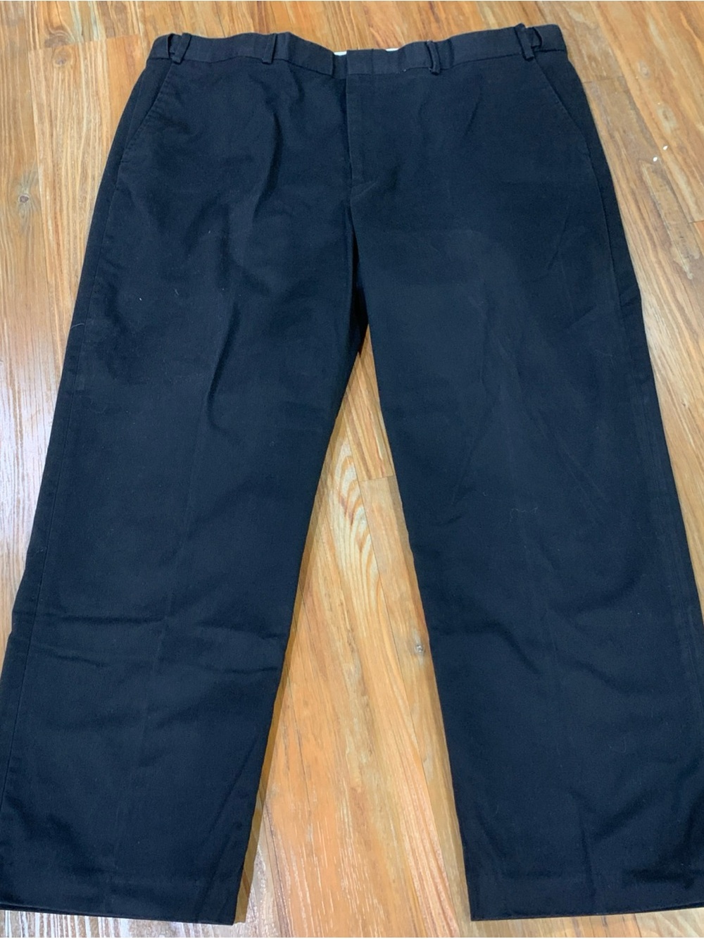John Blair Adjust-A-Band  Pants Men's 44m Black 100% Flat Front Cotton Chino